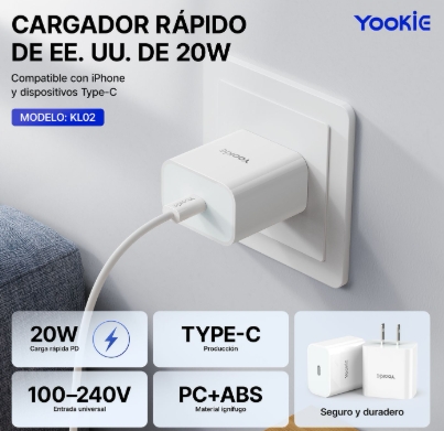 CARGADOR RAPIDO 20W KL-02