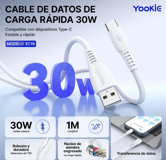 ORIGINAL CABLE USB A TIPO C / 30W