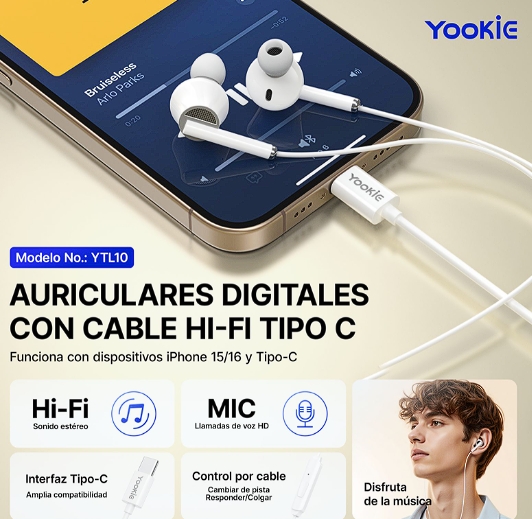 AURICULARES CON CABLE TIPO C ORIGINALES