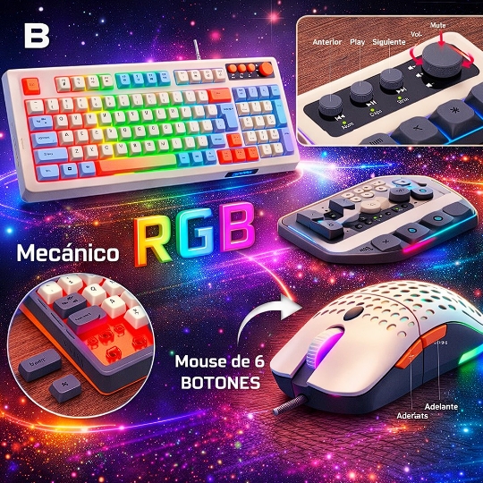 TECLADO MECANICO + MAUSE RGB T98