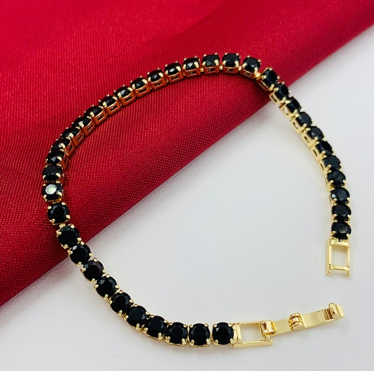 PULSERA EN RODIO CON GEMAS NEGRAS