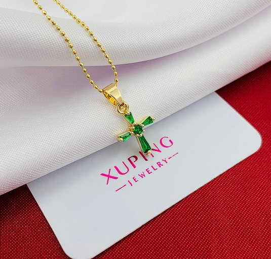 DIJE CRUZ GEMA VERDE RODIO