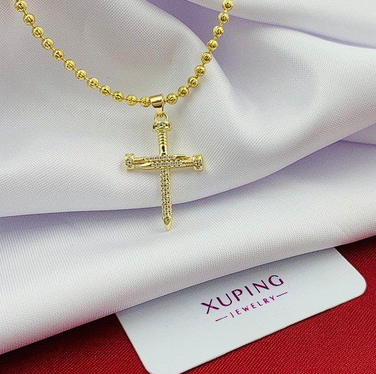 CADENA Y DIJE CRUZ EN RODIO BRILLANTE