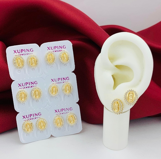 COMBO 2 PARES DE ARETES ROSA DE GUADALUPE RODIO