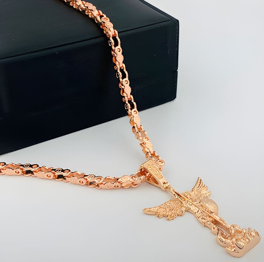 CADENA Y DIJE CH77 ORO ROSA