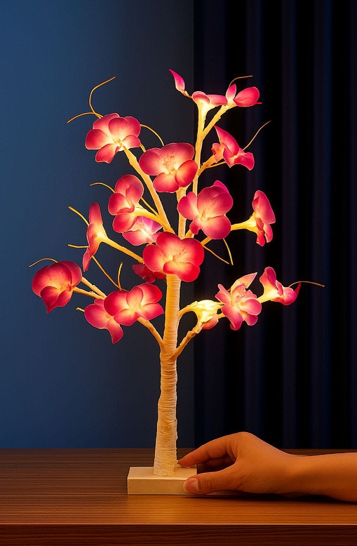 ARBOL LUZ CON FLORES 50CM