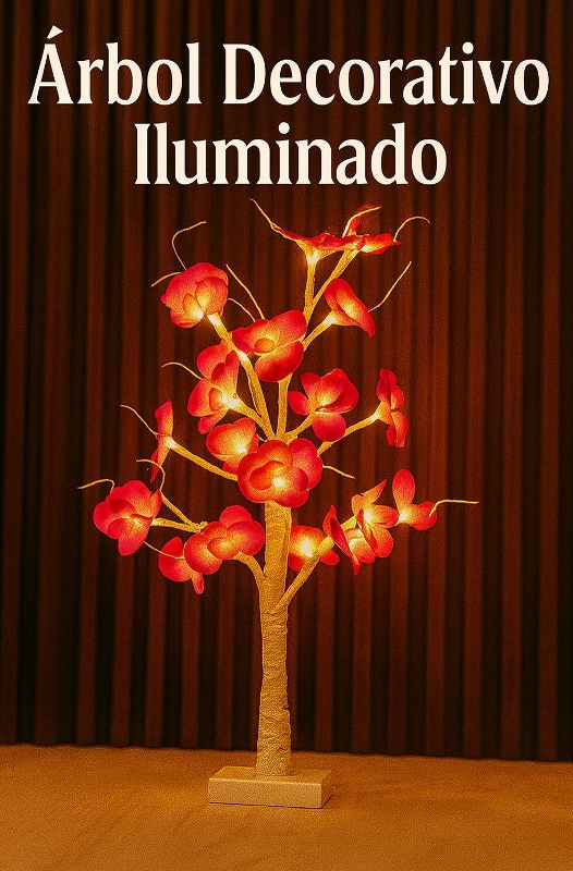 ARBOL LUZ CON FLORES 50CM
