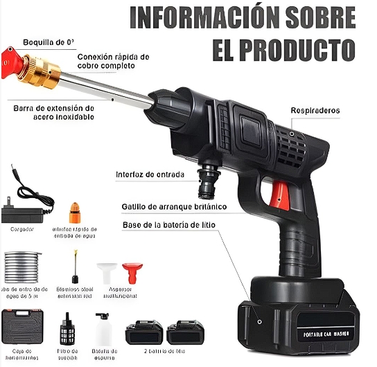 PISTOLA HIDROLAVADORA PORTATIL CON DOS BATERIAS