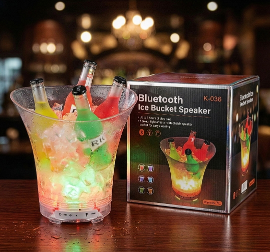 HIELERA CON BOCINA LUCES RGB