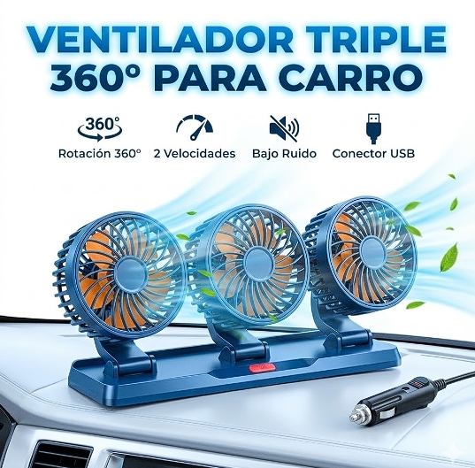VENTILADOR TRIPLE PARA CARRO USB
