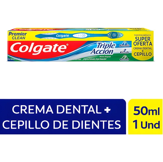 COLGATE TRIPLE ACCION 50ML + CEPILLO