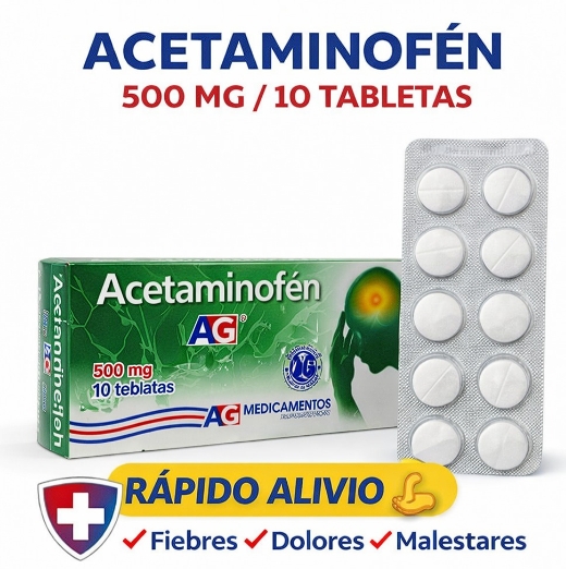 ACETAMINOFEN 500MG X10 UNIDADES